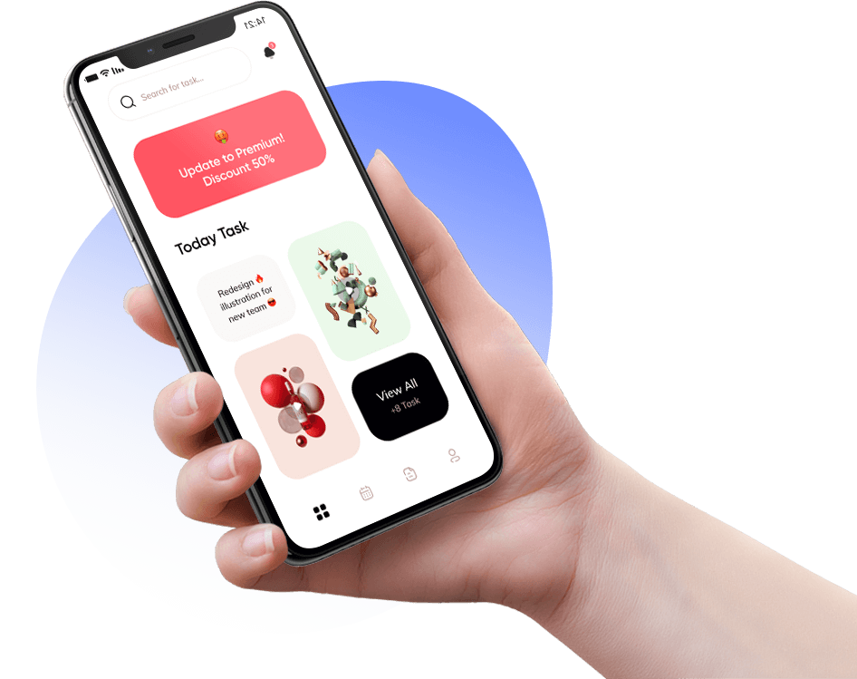 Hand holding smartphone for appie website on its screen